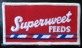Supersweet Feeds Embroidered Patch Farm Advertising Uniform Badge 3 7/8 " X 2 1/2