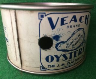 Veach Brand Half Pint Sample Oyster Tin Can J M Clayton Co Cambridge Maryland 6