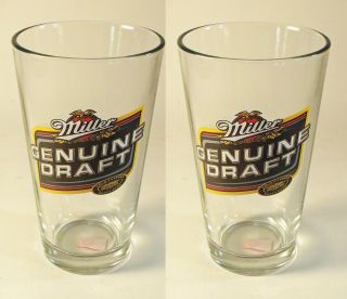 Set Of 2 Miller Draft Pint Beer Glasses - 16 Oz