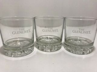 Glenlivet Scotch Whiskey Double Old Fashioned Rocks Glasses Diamond Cut Set Of 3