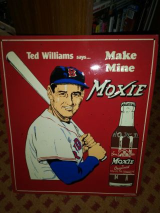 Ted Williams Vintage Metal Moxie Soda Embossed Tin Sign Pop General Store