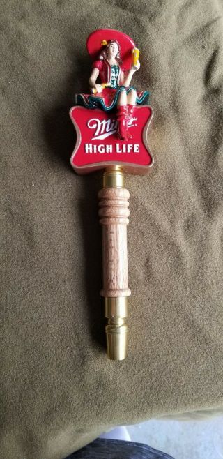 Vtg Miller High Life Lady Sitting On The Moon Beer Tap Handle/knob