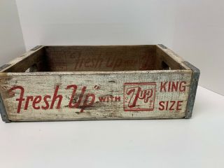 Vintage White Wood 7 Up King Size Crate - Chicago Bottle Company 18.  25” X 11.  5”