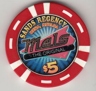 Sands Regency - Reno,  Nv $5 Mels Casino Chip