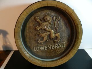 Vintage Lowenbrau Beer Lighted Barrel Bar Sign 18.  5 "