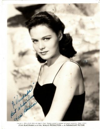 Tv & Movie Actress Joan Blackman,  Signed Vintage Studio Photo