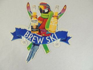 Corona Extra Brew Ski Parrot Tin Beer Sign
