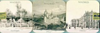Historical Buildings And Statues Of Madrid Spain Coasters Souvenir Set (6) Nip