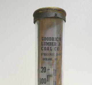Vintage Antique Goodrich Lumber & Coal Durand Wi Advertising Thermometer Sign