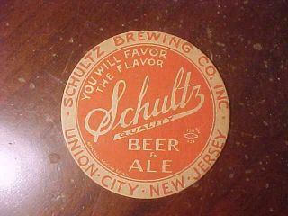 Schultz Beer & Ale 4 1/8 " Beer Coaster