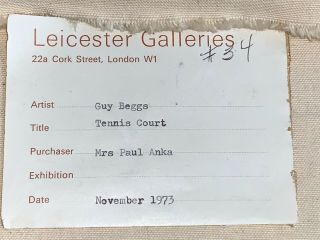 1973 Guy Beggs Oil Painting “tennis Court” Purchaser Mrs.  Paul Anka