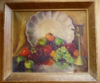 Muriel Montgomery - Listed California Ca Vintage Oil Impressionism Fruit Grapes