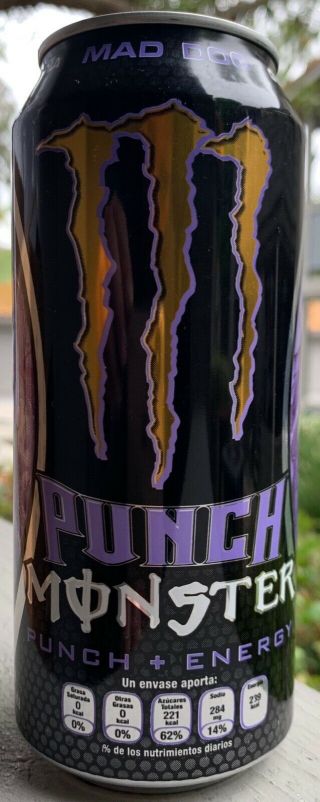 Punch Monster Mad Dog Energy Drink 16 Fl Oz Full Can Mexico Exclusive Rare