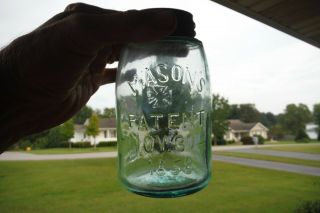 Unusual Small Vtg 5 3/4 " Pint Fruit Jar - Mason 