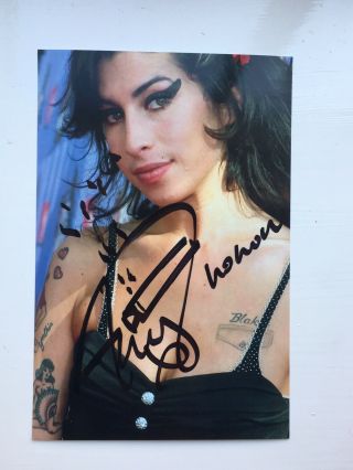 Amy Winehouse Hand Signed Autograph Photo - Singer - With Drawing