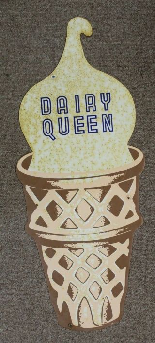 Vintage Dairy Queen Ice Cream Cone Steel Sign Advertising (jb