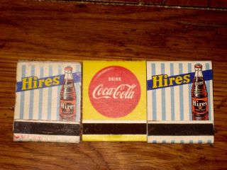 Vintage Soda Advertising Matchbooks - Hires Root Beer And Coca Cola