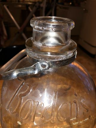 Vintage Borden’s Milk Bottle,  1 Gallon,  Clear Glass,  Metal Neck Band & Handle 5