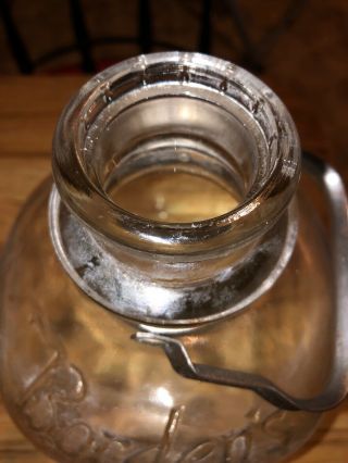 Vintage Borden’s Milk Bottle,  1 Gallon,  Clear Glass,  Metal Neck Band & Handle 8