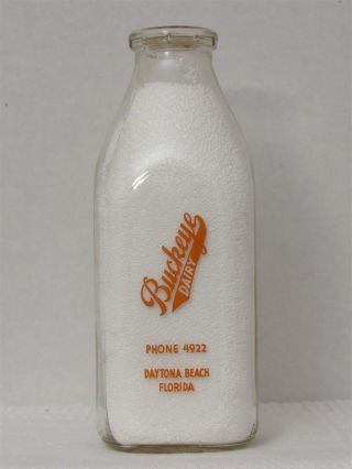 SSPQ Milk Bottle Buckeye Dairy Daytona Beach FL VOLUSIA COUNTY 1953 2