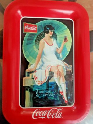 1926 Coca - Cola Vintage Tin Advertising Tray Collectible Girl In White Dress