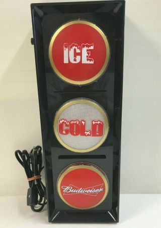 Vtg " Ice Cold Budweiser " Beer Flashing Lighted Sign.  Vertical Or Horizontal
