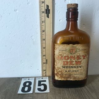 Honey Dew Pint Whiskey Bottle Paper Label Cork Top Frankfort Distillery Vintage
