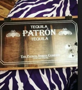 Patron Tequila Wood Display Box With 3 Compartments Clear Front No Bottles