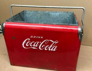 Vintage Coca Cola Coke Metal Picnic Cooler - Missing Cover