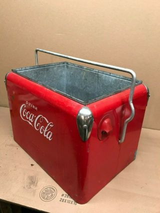 Vintage Coca Cola Coke Metal Picnic Cooler - Missing Cover 2
