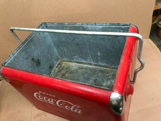 Vintage Coca Cola Coke Metal Picnic Cooler - Missing Cover 3