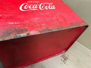 Vintage Coca Cola Coke Metal Picnic Cooler - Missing Cover 6