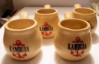 Set Of 4 Ceramic Whistle Shot Glasses Kambusa Bonomelli Pipe Shape 1980s