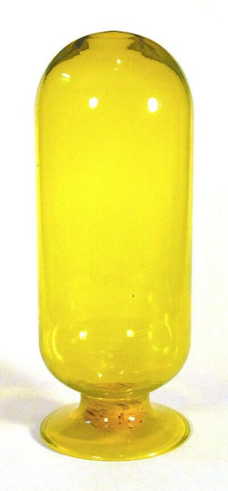 Vintage Yellow Glass Inverted Show Globe Display Bottle Vase Apothecary Jar