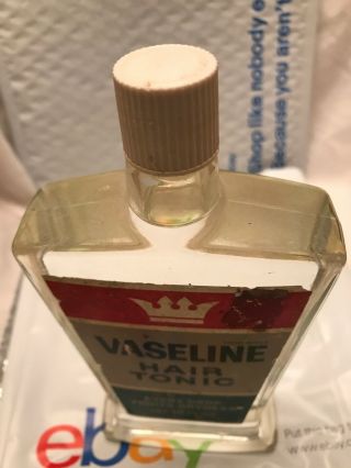 Vintage Vaseline Hair Tonic 10 Oz.  Glass Bottle Barber Shop Advertising Deco Full 5