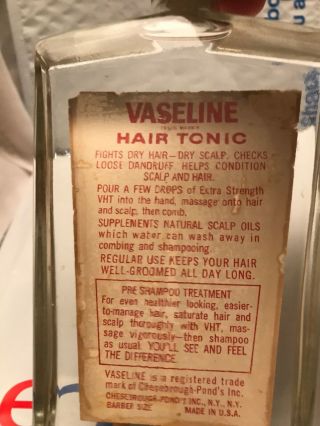 Vintage Vaseline Hair Tonic 10 Oz.  Glass Bottle Barber Shop Advertising Deco Full 6