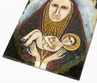 Antique Madonna and Child Eastern Orthodox Icon Painting on Board 2