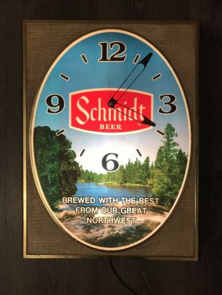 Vintage Schmidt Beer Large Lighted Clock Sign