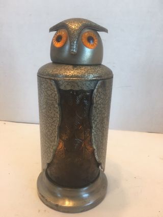Rare Owl Vintage Glass Amber Unique Liquor Decanter Bottle