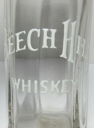 Antique Beech Hill Whiskey Back Bar Glass Bottle White Enamel