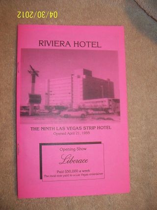 Riviera Ninth Strip Hotel Liberace Elvis Sedway Pictures Information Pamphlet