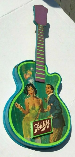 1969 Rare Vintage Schlitz Beer Jazz Guitar Sign