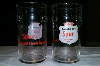 Set Of Two Vintage Canada Dry Spur Cola Promo Collectors Glasses