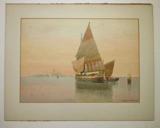 Henry Pember Smith 1880s Fishing Boat In Venice Lagoon Italy Wc Listed Artist