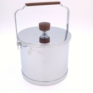 Kromex Holiday 528 - 21 Vintage Chrome And Wood Ice Bucket