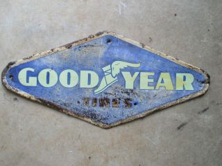 Large Vintage C.  1950? Goodyear Tires Tire Gas Oil 28 " Metal Sign