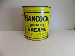 Rare Vintage Hancock Greas Tin Advertising Can Billings Montana Miles City Sd