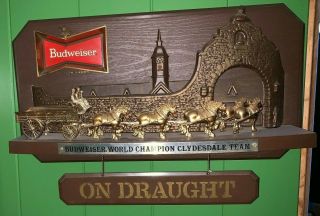 Vintage Budweiser Beer World Champion Clydesdale Horse Team Sign