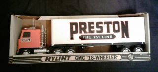 Nylint Gmc 18 Wheeler Preston The 151 Line Semi Tractor Trailer Truck Orange Cab