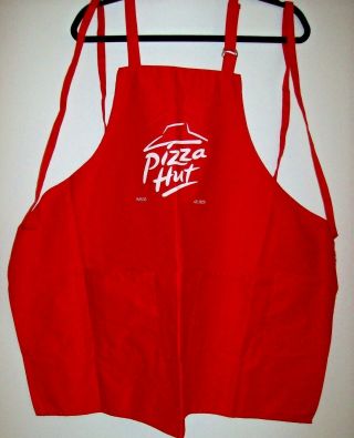 Pizza Hut Red Apron Two Pocket Red White Logo Printed Crew Member Uniform